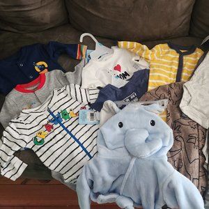 10 Piece collection! 6 month pajamas and onsies!